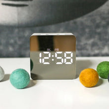 Load image into Gallery viewer, portable Digital LED Mirror Alarm Clock with Snooze Display and Time Night Led Light