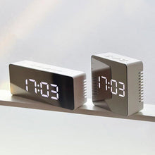 Load image into Gallery viewer, portable Digital LED Mirror Alarm Clock with Snooze Display and Time Night Led Light