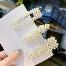 Load image into Gallery viewer, 3/4/5pcs/Set Women/ Girls Elegant Full Pearls Geometric Hair Clips Sweet Hair Ornament Hairpin Barrette Headband Hair Accessories