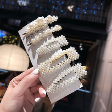 Load image into Gallery viewer, 3/4/5pcs/Set Women/ Girls Elegant Full Pearls Geometric Hair Clips Sweet Hair Ornament Hairpin Barrette Headband Hair Accessories