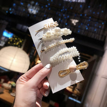 Load image into Gallery viewer, 3/4/5pcs/Set Women/ Girls Elegant Full Pearls Geometric Hair Clips Sweet Hair Ornament Hairpin Barrette Headband Hair Accessories