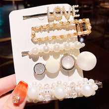 Load image into Gallery viewer, 3/4/5pcs/Set Women/ Girls Elegant Full Pearls Geometric Hair Clips Sweet Hair Ornament Hairpin Barrette Headband Hair Accessories