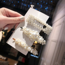 Load image into Gallery viewer, 3/4/5pcs/Set Women/ Girls Elegant Full Pearls Geometric Hair Clips Sweet Hair Ornament Hairpin Barrette Headband Hair Accessories