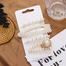 Load image into Gallery viewer, 3/4/5pcs/Set Women/ Girls Elegant Full Pearls Geometric Hair Clips Sweet Hair Ornament Hairpin Barrette Headband Hair Accessories