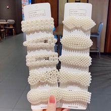 Load image into Gallery viewer, 3/4/5pcs/Set Women/ Girls Elegant Full Pearls Geometric Hair Clips Sweet Hair Ornament Hairpin Barrette Headband Hair Accessories