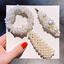 Load image into Gallery viewer, 3/4/5pcs/Set Women/ Girls Elegant Full Pearls Geometric Hair Clips Sweet Hair Ornament Hairpin Barrette Headband Hair Accessories