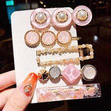 Load image into Gallery viewer, 3/4/5pcs/Set Women/ Girls Elegant Full Pearls Geometric Hair Clips Sweet Hair Ornament Hairpin Barrette Headband Hair Accessories
