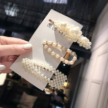 Load image into Gallery viewer, 3/4/5pcs/Set Women/ Girls Elegant Full Pearls Geometric Hair Clips Sweet Hair Ornament Hairpin Barrette Headband Hair Accessories