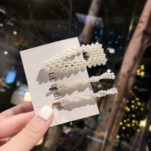 Load image into Gallery viewer, 3/4/5pcs/Set Women/ Girls Elegant Full Pearls Geometric Hair Clips Sweet Hair Ornament Hairpin Barrette Headband Hair Accessories