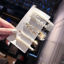 Load image into Gallery viewer, 3/4/5pcs/Set Women/ Girls Elegant Full Pearls Geometric Hair Clips Sweet Hair Ornament Hairpin Barrette Headband Hair Accessories