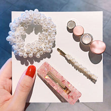 Load image into Gallery viewer, 3/4/5pcs/Set Women/ Girls Elegant Full Pearls Geometric Hair Clips Sweet Hair Ornament Hairpin Barrette Headband Hair Accessories