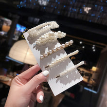 Load image into Gallery viewer, 3/4/5pcs/Set Women/ Girls Elegant Full Pearls Geometric Hair Clips Sweet Hair Ornament Hairpin Barrette Headband Hair Accessories