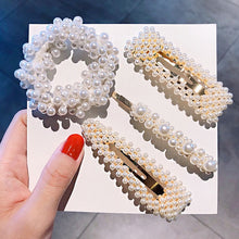 Load image into Gallery viewer, 3/4/5pcs/Set Women/ Girls Elegant Full Pearls Geometric Hair Clips Sweet Hair Ornament Hairpin Barrette Headband Hair Accessories