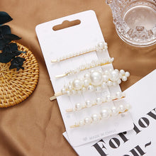 Load image into Gallery viewer, 3/4/5pcs/Set Women/ Girls Elegant Full Pearls Geometric Hair Clips Sweet Hair Ornament Hairpin Barrette Headband Hair Accessories