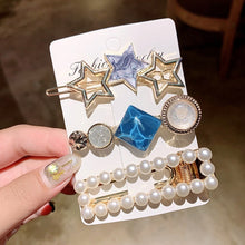 Load image into Gallery viewer, 3/4/5pcs/Set Women/ Girls Elegant Full Pearls Geometric Hair Clips Sweet Hair Ornament Hairpin Barrette Headband Hair Accessories