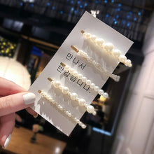 Load image into Gallery viewer, 3/4/5pcs/Set Women/ Girls Elegant Full Pearls Geometric Hair Clips Sweet Hair Ornament Hairpin Barrette Headband Hair Accessories