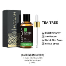 Load image into Gallery viewer, Natural Tea Tree Essential Oil, Sandalwood Pure Essential Oils for skin and hair. Vanilla Mint Frankincense Bergamot Eucalyptus Oil