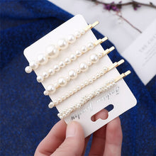 Load image into Gallery viewer, 5Pcs/Set Fashion Pearl Hair Clip Snap Button Hair Pins for Women Sweet Pearl Hairpin Hair Clips Jewelry Lady Barrette Stick