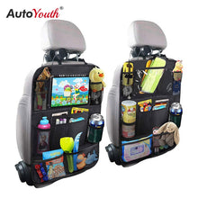 Load image into Gallery viewer, Car Backseat Organizer with Touch Screen Tablet Holder + 9 Storage Pockets Kick Mats Car Seat Back Protectors Great Travel 2 PCS