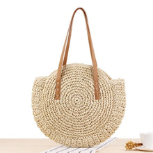 Load image into Gallery viewer, Casual Rattan bag for Women, Shoulder Bags Circle Straw Handbags Big Capacity Handmae Summer Totes Lady Round Bohemian Beach Treval Sac