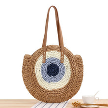 Load image into Gallery viewer, Casual Rattan bag for Women, Shoulder Bags Circle Straw Handbags Big Capacity Handmae Summer Totes Lady Round Bohemian Beach Treval Sac