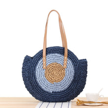 Load image into Gallery viewer, Casual Rattan bag for Women, Shoulder Bags Circle Straw Handbags Big Capacity Handmae Summer Totes Lady Round Bohemian Beach Treval Sac