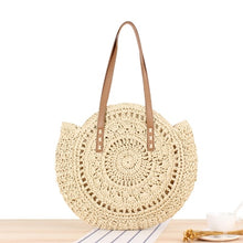 Load image into Gallery viewer, Casual Rattan bag for Women, Shoulder Bags Circle Straw Handbags Big Capacity Handmae Summer Totes Lady Round Bohemian Beach Treval Sac