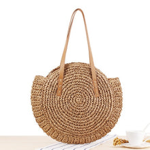 Load image into Gallery viewer, Casual Rattan bag for Women, Shoulder Bags Circle Straw Handbags Big Capacity Handmae Summer Totes Lady Round Bohemian Beach Treval Sac
