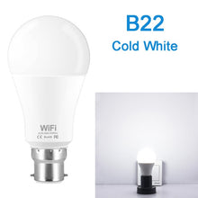 Load image into Gallery viewer, 15W B22 E27 WiFi Smart Light Bulb with dimmable effects, works with Alexa Google Assistant Control Wake up Smart Lamp Night Light