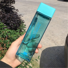 Load image into Gallery viewer, New Square Frosted Plastic Water Bottle Portable Transparent Bottle Fruit Juice Leak-proof Outdoor Sport Travel Camping Bottle