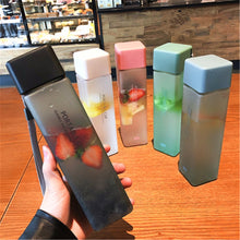 Load image into Gallery viewer, New Square Frosted Plastic Water Bottle Portable Transparent Bottle Fruit Juice Leak-proof Outdoor Sport Travel Camping Bottle