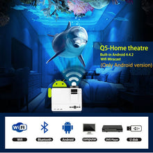 Load image into Gallery viewer, POWERFUL Mini Projector 2600 Lumens 800*600dpi Support 720P LED. runs Android Wireless Sync Display For smart Phones
