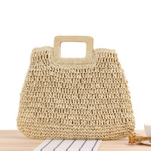Load image into Gallery viewer, Round Straw Beach Bag Vintage Handmade Woven Shoulder Bag Raffia circle Rattan bags Bohemian Summer Vacation Casual Bags