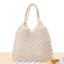 Load image into Gallery viewer, Round Straw Beach Bag Vintage Handmade Woven Shoulder Bag Raffia circle Rattan bags Bohemian Summer Vacation Casual Bags