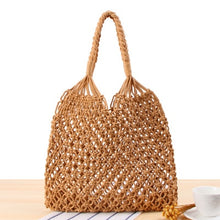 Load image into Gallery viewer, Round Straw Beach Bag Vintage Handmade Woven Shoulder Bag Raffia circle Rattan bags Bohemian Summer Vacation Casual Bags