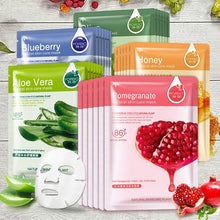 Load image into Gallery viewer, Six Fruit and Plant Facial Mask with Moisturizing Oil-control . Blueberry Cucumber Pomegranate Fruit Aloe Sheet Mask Face Mask