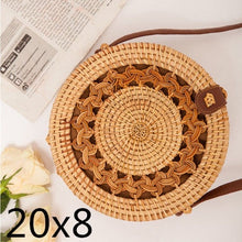 Load image into Gallery viewer, Woven Rattan Bag Round Straw Shoulder Bag Small Beach HandBags Women Summer Hollow Handmade Messenger Crossbody Bags