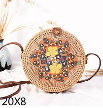Load image into Gallery viewer, Woven Rattan Bag Round Straw Shoulder Bag Small Beach HandBags Women Summer Hollow Handmade Messenger Crossbody Bags