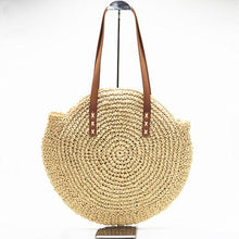 Load image into Gallery viewer, Woven Rattan Bag Round Straw Shoulder Bag Small Beach HandBags Women Summer Hollow Handmade Messenger Crossbody Bags
