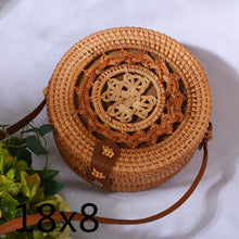 Load image into Gallery viewer, Woven Rattan Bag Round Straw Shoulder Bag Small Beach HandBags Women Summer Hollow Handmade Messenger Crossbody Bags