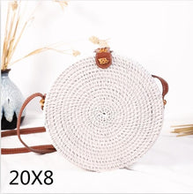 Load image into Gallery viewer, Woven Rattan Bag Round Straw Shoulder Bag Small Beach HandBags Women Summer Hollow Handmade Messenger Crossbody Bags