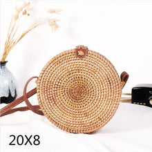 Load image into Gallery viewer, Woven Rattan Bag Round Straw Shoulder Bag Small Beach HandBags Women Summer Hollow Handmade Messenger Crossbody Bags
