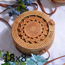 Load image into Gallery viewer, Woven Rattan Bag Round Straw Shoulder Bag Small Beach HandBags Women Summer Hollow Handmade Messenger Crossbody Bags
