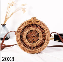 Load image into Gallery viewer, Woven Rattan Bag Round Straw Shoulder Bag Small Beach HandBags Women Summer Hollow Handmade Messenger Crossbody Bags