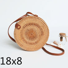 Load image into Gallery viewer, Woven Rattan Bag Round Straw Shoulder Bag Small Beach HandBags Women Summer Hollow Handmade Messenger Crossbody Bags