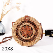Load image into Gallery viewer, Woven Rattan Bag Round Straw Shoulder Bag Small Beach HandBags Women Summer Hollow Handmade Messenger Crossbody Bags