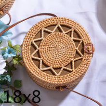 Load image into Gallery viewer, Woven Rattan Bag Round Straw Shoulder Bag Small Beach HandBags Women Summer Hollow Handmade Messenger Crossbody Bags