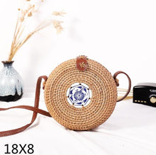 Load image into Gallery viewer, Woven Rattan Bag Round Straw Shoulder Bag Small Beach HandBags Women Summer Hollow Handmade Messenger Crossbody Bags