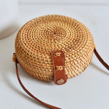 Load image into Gallery viewer, Woven Rattan Bag Round Straw Shoulder Bag Small Beach HandBags Women Summer Hollow Handmade Messenger Crossbody Bags