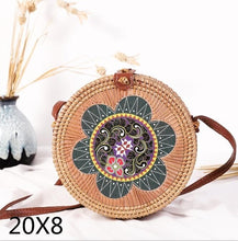 Load image into Gallery viewer, Woven Rattan Bag Round Straw Shoulder Bag Small Beach HandBags Women Summer Hollow Handmade Messenger Crossbody Bags
